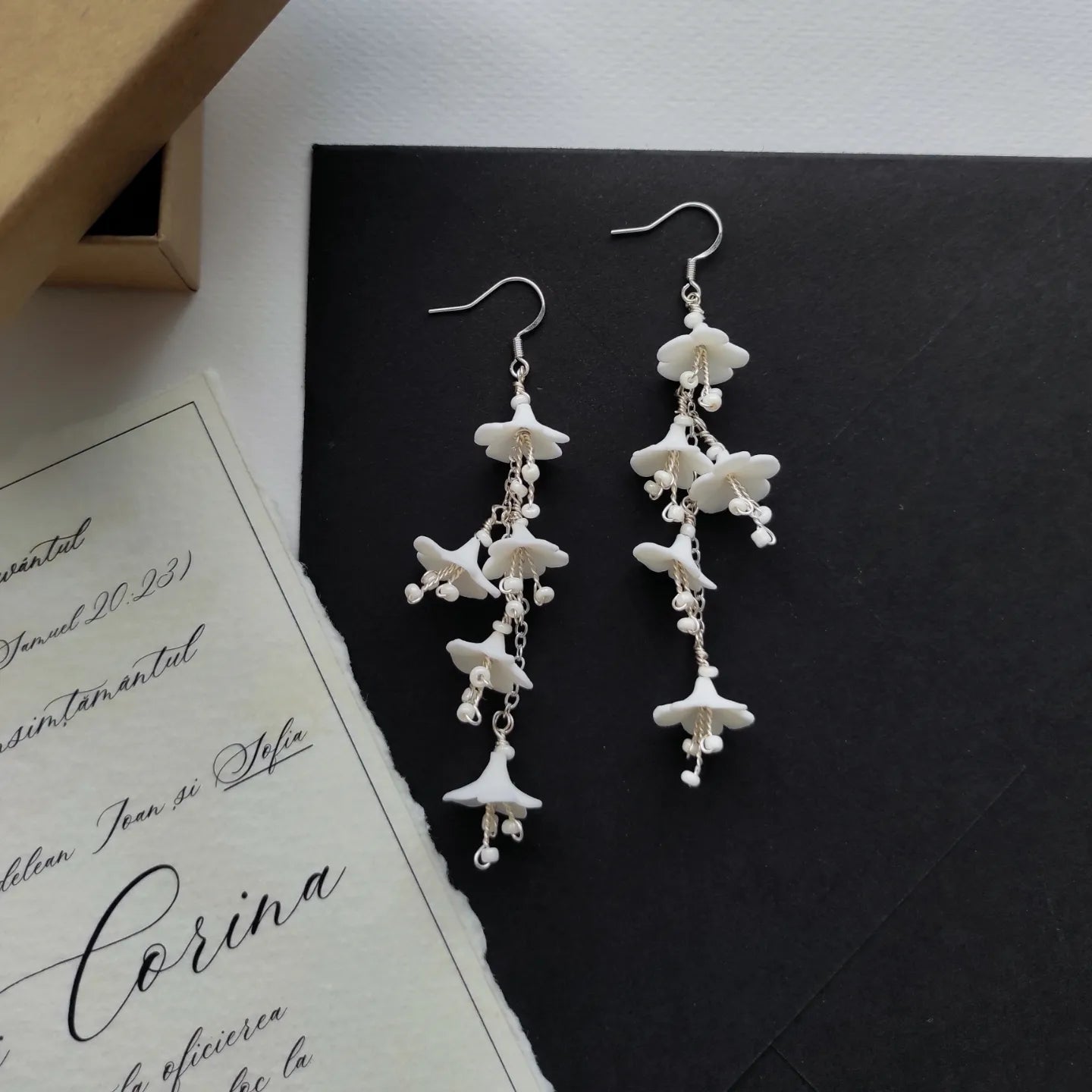 WEDDING BELLS - Flower drop earrings / Wedding jewelry / Bridal earrings / Special occasion jewelry