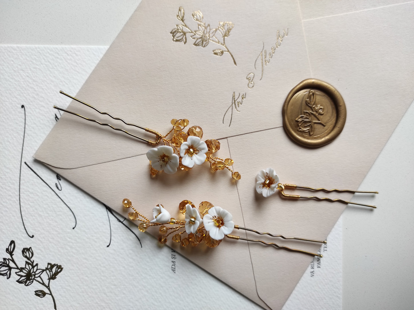 GOLD RUSH Hairpins || Bridal accessories / Wedding hair pins / Bridal hair pieces / Engagement jewelry / Hair adornment / Bridesmaids gift