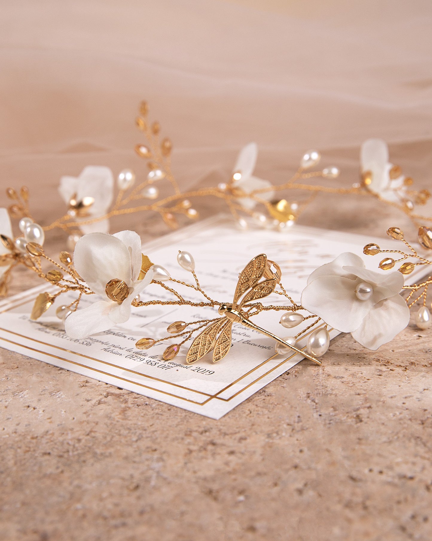 WHITE BEGONIA bridal hair vine || Bridal hair accessory - Engagement hair piece - Wedding hair jewelry - Bridal crown - White flower hair vine