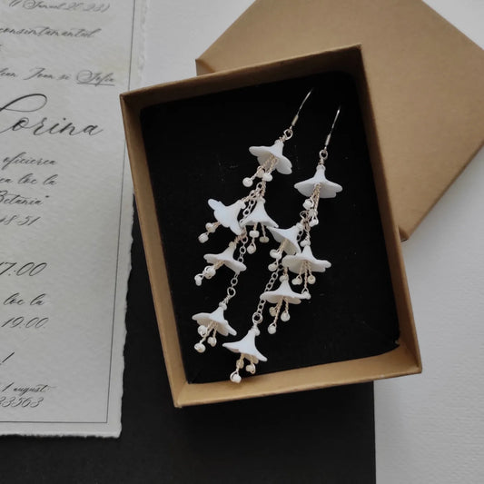 WEDDING BELLS - Flower drop earrings / Wedding jewelry / Bridal earrings / Special occasion jewelry