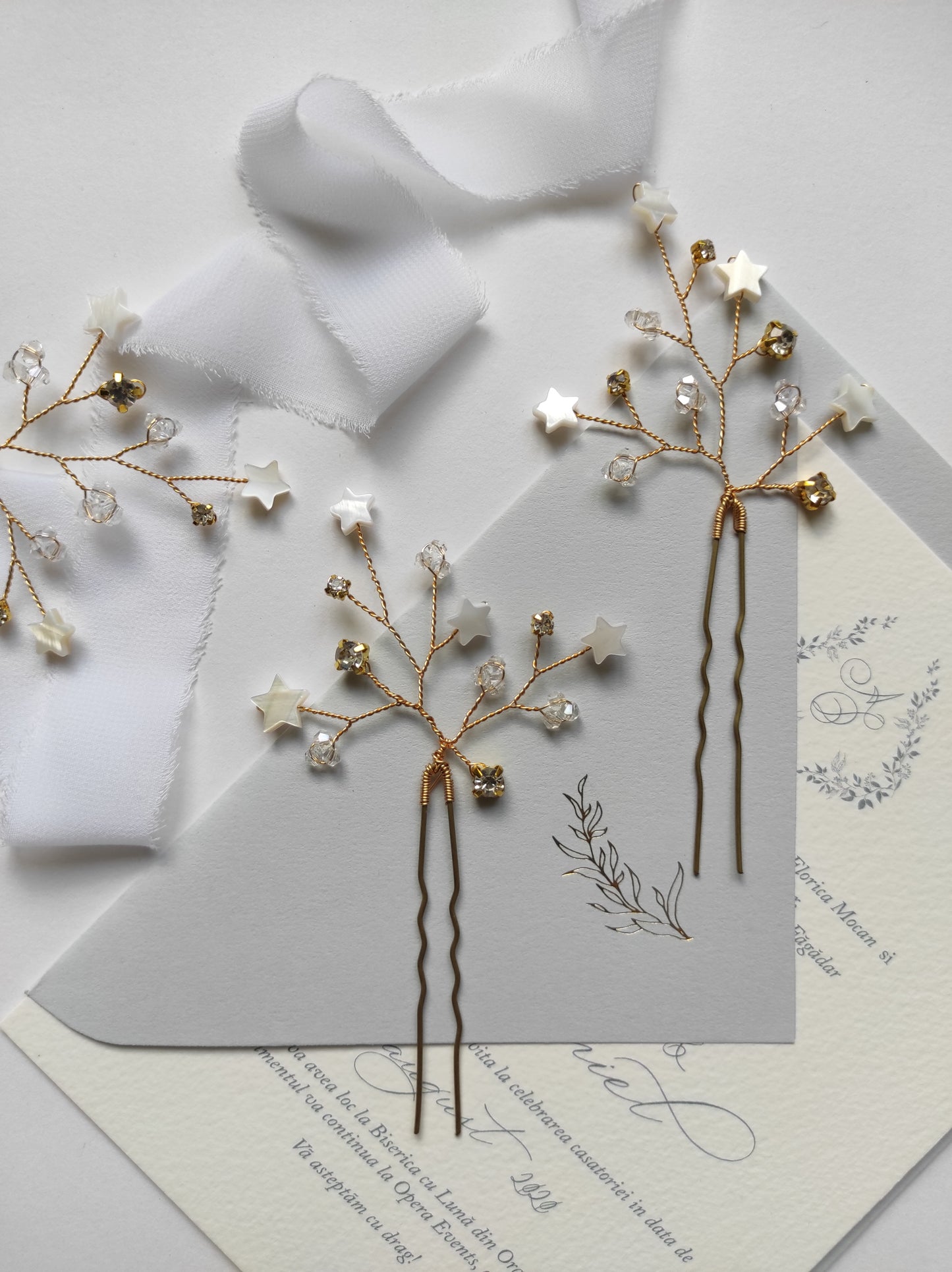 Bridal hair pins - STARLEY | Modern star pins hair accessories for brides