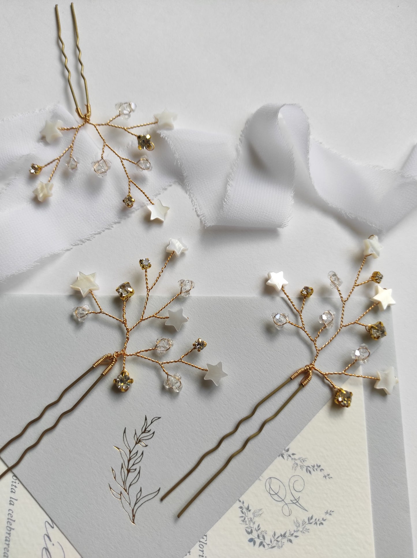 Bridal hair pins - STARLEY | Modern star pins hair accessories for brides